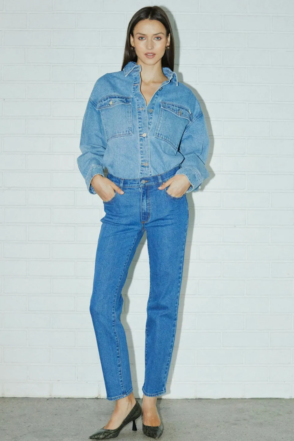 Abrand Jeans 95 Stovepipe Liliana Blue Slim Mid Rise Denim Jean
