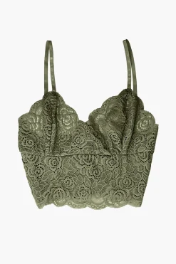 Queen of the Foxes Strappy Olive Lace Bralette