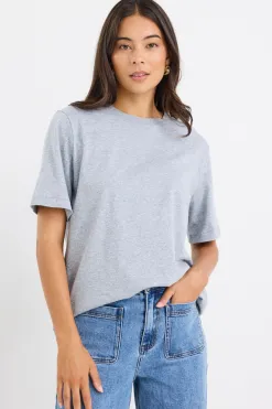 Stories be Told Street Grey Marle Crew Neck Short Sleeved Boxy Tee