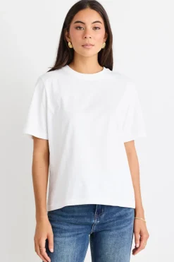 Stories be Told Street Ivory Crew Neck Short Sleeved Boxy Tee