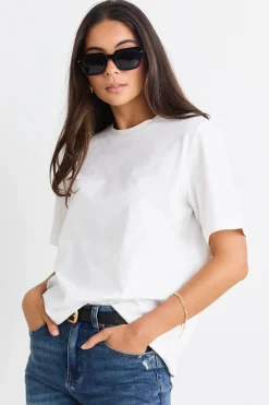 Stories be Told Street Ivory Crew Neck Short Sleeved Boxy Tee