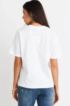 Stories be Told Street Ivory Crew Neck Short Sleeved Boxy Tee