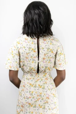 Among the Brave Striking Spring Floral Flutter Sleeve Cross Over Midi Dress
