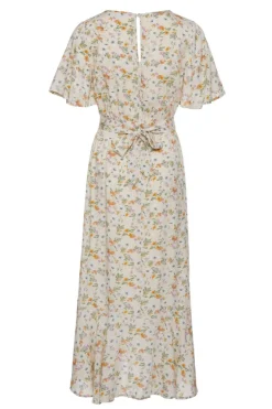 Among the Brave Striking Spring Floral Flutter Sleeve Cross Over Midi Dress