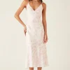 Esmaee Sumerset Pink White Midi Slip Dress