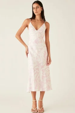Esmaee Sumerset Pink White Midi Slip Dress