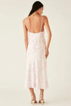 Esmaee Sumerset Pink White Midi Slip Dress