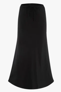Among the Brave Summit Black Linen Blend Tie Waist Bias Maxi Skirt