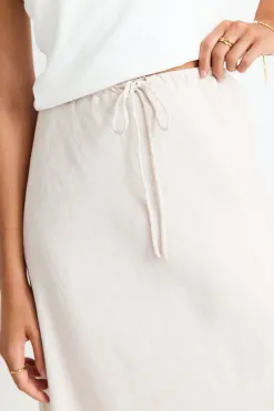 Among the Brave Summit Natural Linen Blend Tie Waist Bias Maxi Skirt