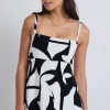 Stories be Told Sunkissed Black Ivory Cutout Print Split Hem Cami Top
