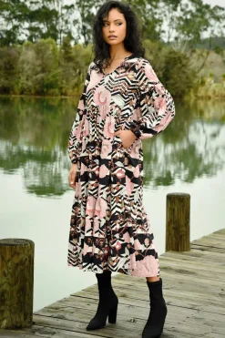 Curate Swept Away Pink Floral Midi Dress