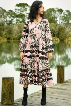 Curate Swept Away Pink Floral Midi Dress