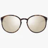 Le Specs Swizzle Thin Round Matte Tort Gold Mirror Sunglasses