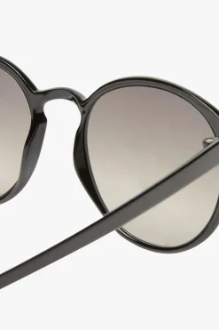 Le Specs Swizzle Thin Round Matte Black Smoke Gradient Lens Sunglasses