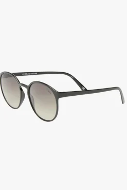 Le Specs Swizzle Thin Round Matte Black Smoke Gradient Lens Sunglasses