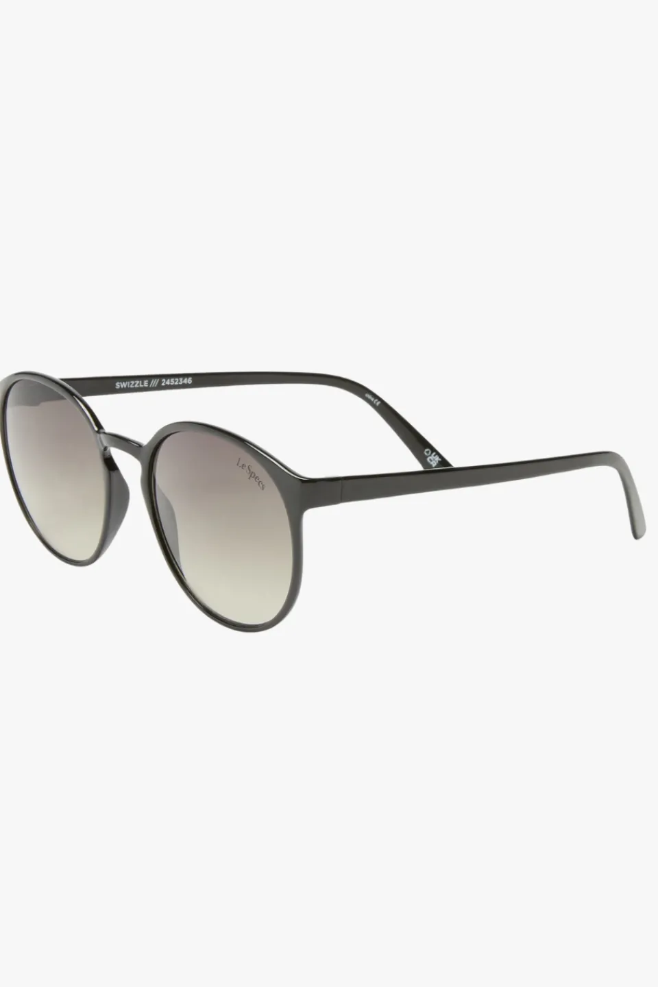 Le Specs Swizzle Thin Round Matte Black Smoke Gradient Lens Sunglasses