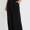 Stories be Told Sydney Black Crepe Wide Leg Tie Belt Pant