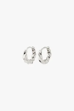 Pilgrim Taffy Recycled Small Swirl Hoop EOL Earrings Silver