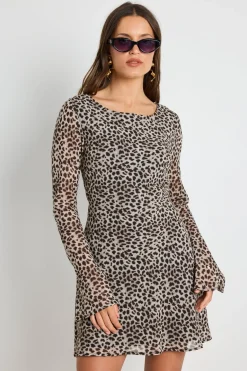 Georgia Mae Tempo Animal Long Sleeve Bias Mini Dress