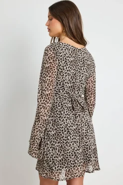 Georgia Mae Tempo Animal Long Sleeve Bias Mini Dress