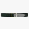 Loop Leather Tess Black Smooth Leather Gold Buckle Belt