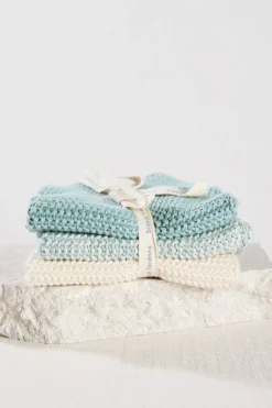 Bianca Lorenne Textured Lavette Duck Egg Wash Cloths Set of 3