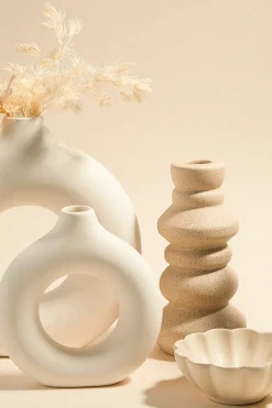 Flo's Home Textured Stone Speckle Stacked 15cm Taper Candle Holder
