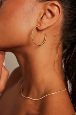 Humble + Heart Thin Textured Gold EOL Hoop Earrings