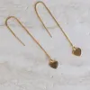 Flo Gives Back 15% to Women In Need Thread Chain Heart Gold Earrings