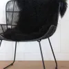 Home Lab Tibetan Lamb Fur Rug Black 60 X 90cm
