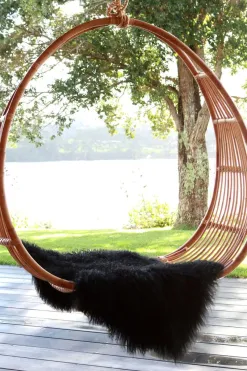 Home Lab Tibetan Lamb Fur Rug Black 60 X 90cm
