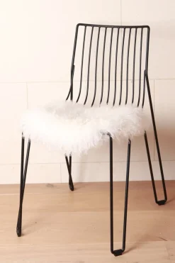 Home Lab Tibetan Lamb Fur Seat Warmer Ivory 40cm Dia