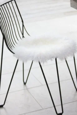 Home Lab Tibetan Lamb Fur Seat Warmer Ivory 40cm Dia