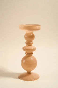 Willow u0026 Mae Tiered Milky Beige 21cm Glass Pillar Candle Holder