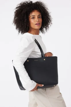 Saben Tilbury Black + Chain Print Leather Shoulder Bag