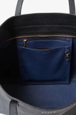 Saben Tilbury Black + Midnight Blue Leather Shoulder Bag