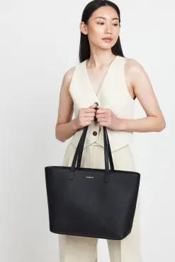 Saben Tilbury Black + Midnight Blue Leather Shoulder Bag
