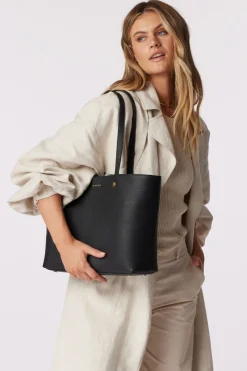 Saben Tilbury Leather Shoulder Bag Black + Prussian