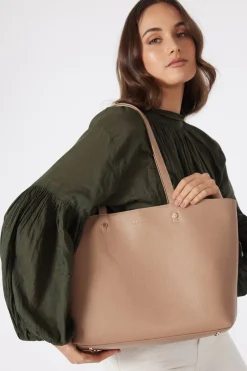 Saben Tilbury Taupe Leather Shoulder Bag