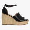 Nude Tilley Black Ankle Strap Woven Wedge Heel