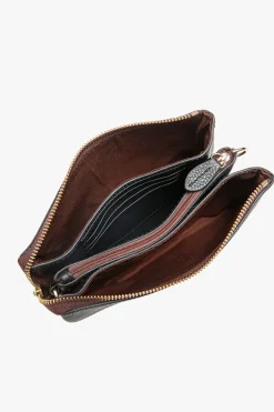 Saben Tilly Multi Pocket Black Leather Crossbody Clutch