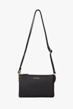 Saben Tilly Multi Pocket Black Leather Crossbody Clutch