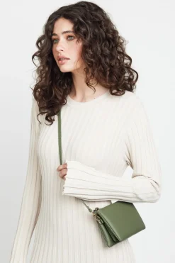 Saben Tilly Multi Pocket Cactus Leather Crossbody Clutch