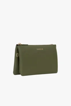 Saben Tilly Multi Pocket Cactus Leather Crossbody Clutch