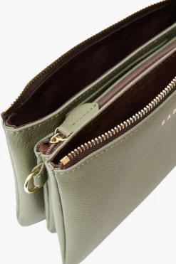 Saben Tilly Multi Pocket Cactus Leather Crossbody Clutch
