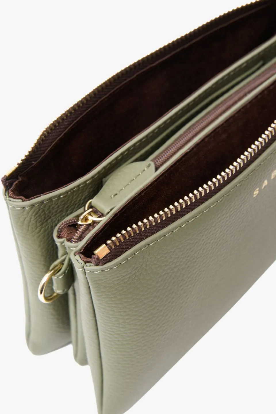 Saben Tilly Multi Pocket Cactus Leather Crossbody Clutch