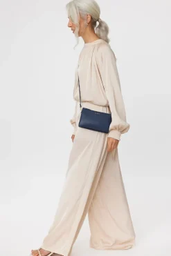 Saben Tilly Multi Pocket Navy Leather Crossbody Clutch
