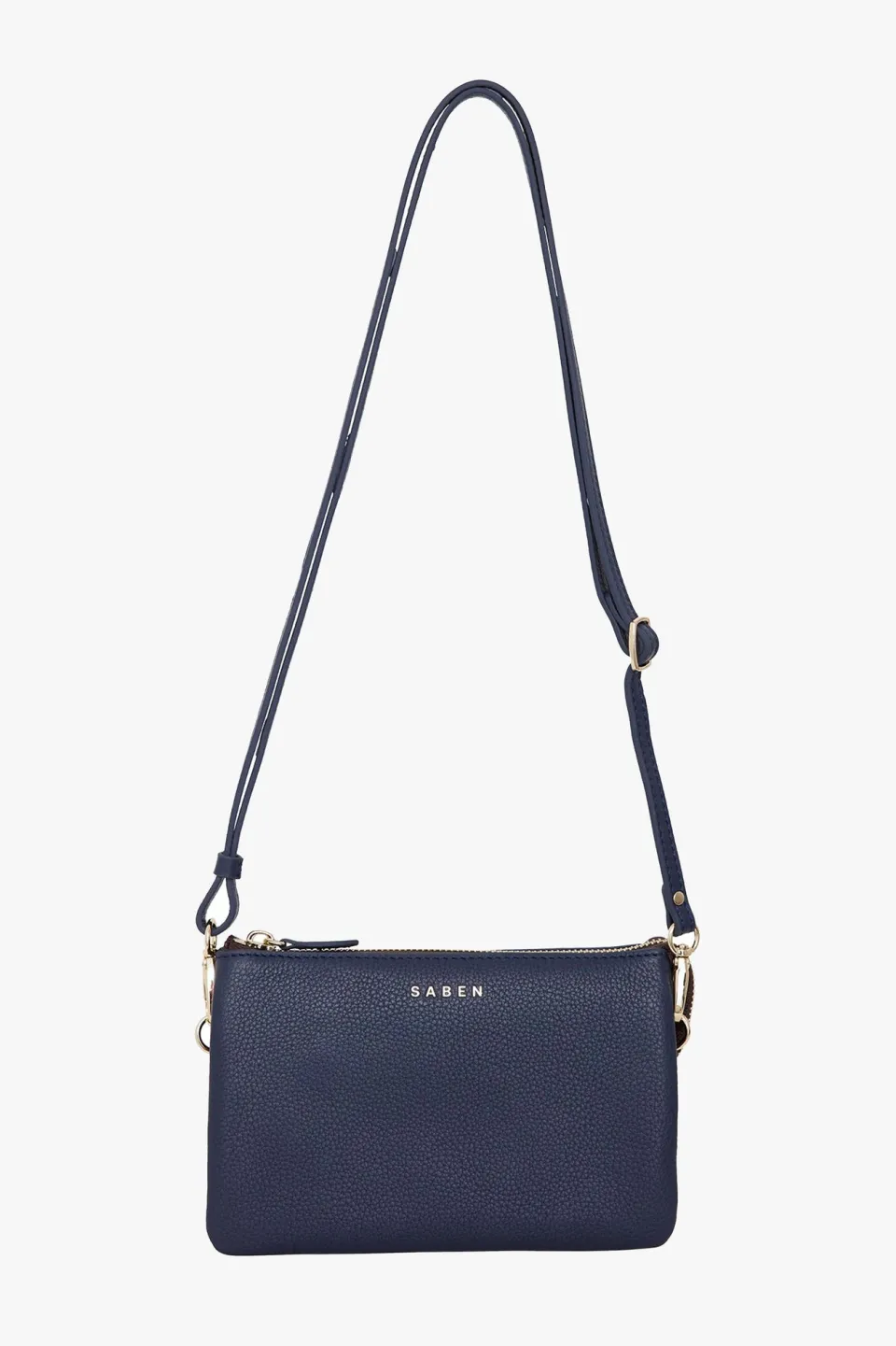 Saben Tilly Multi Pocket Navy Leather Crossbody Clutch