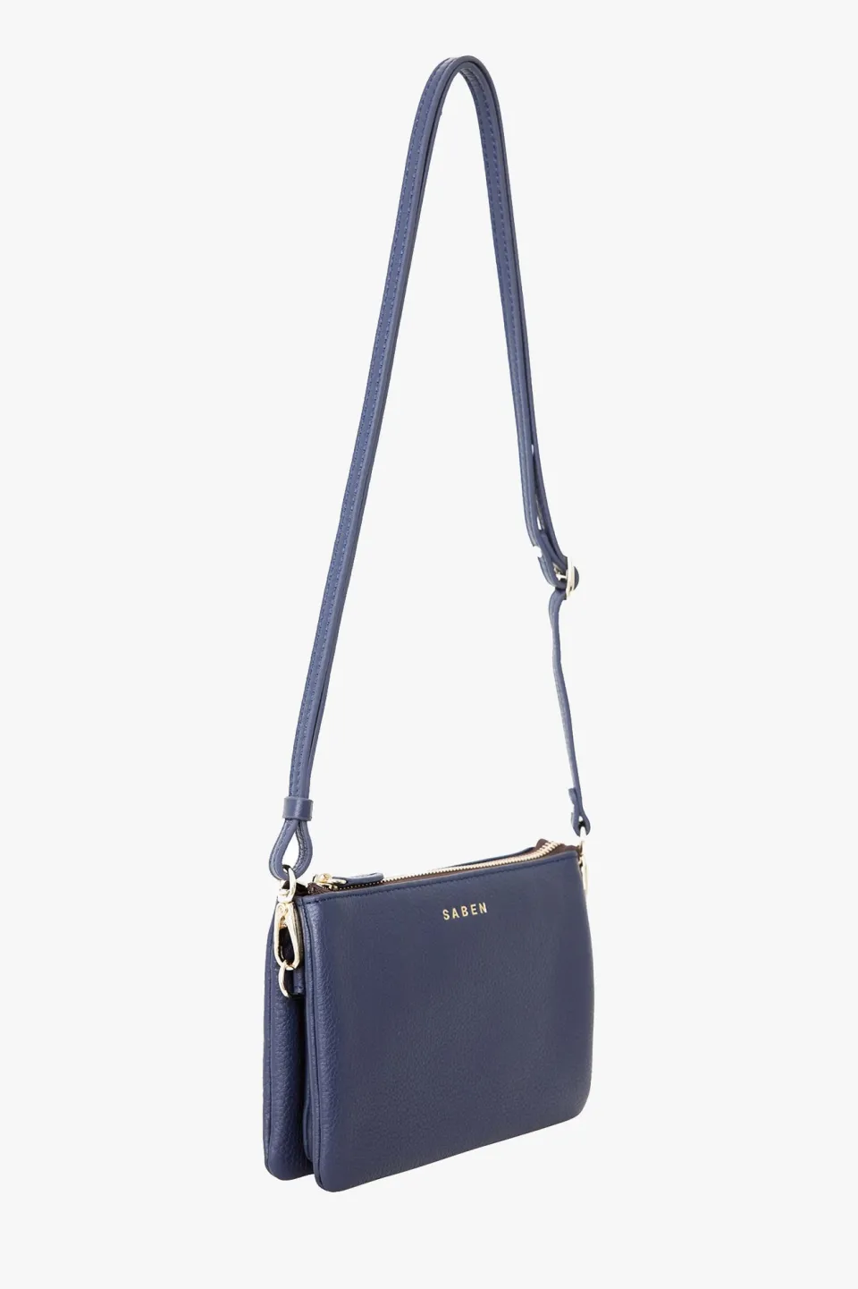 Saben Tilly Multi Pocket Navy Leather Crossbody Clutch