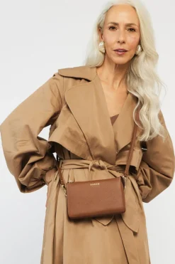 Saben Tilly Multi Pocket Tan Leather Crossbody Clutch